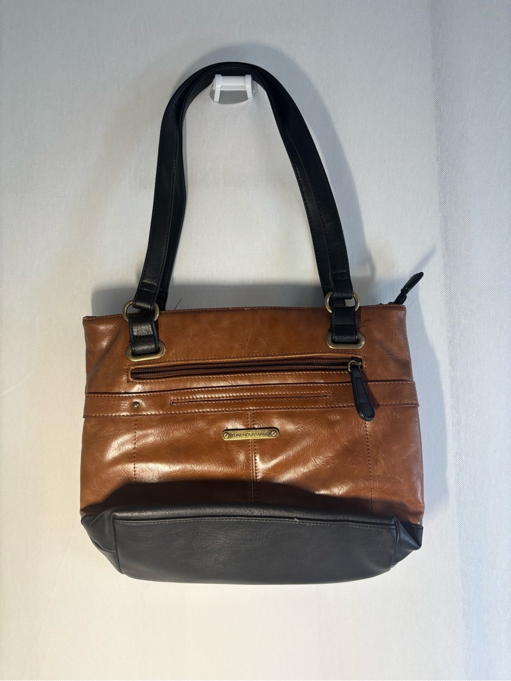 Stone Mountain Two-Tone Brown & Black Leather Tote Bag